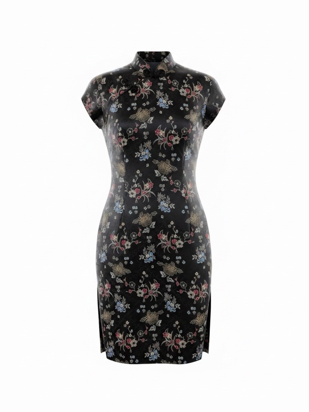 vintage 1990s XOXO black cheongsam mini dress